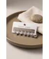 Pirinç Gümüş Renk Oval Küpe Seti