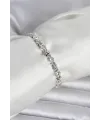 Pirinç Gümüş Renk Petek Model Zirkon Taşlı Kadın Bileklik