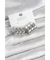 Pirinç Gümüş Renk Üçlü Görünüm Kadın Küpe