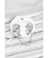 Pirinç Gümüş Renk Yılan Model Zincir Bağlantılı Ear Cuff Küpe Seti