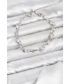 Pirinç Gümüş Renk Zirkon Taşlı Çiçek Model Kadın Bileklik