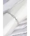 Pirinç Gümüş Renk Zirkon Taşlı Çiçek Model Kadın Bileklik