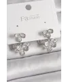 Pirinç Gümüş Renk Zirkon Taşlı Damla Model Kadın Küpe