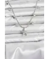 ietaks™ Pirinç Gümüş Renk Zirkon Taşlı Deniz Yıldızı Model Kadın Kolye