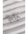 Pirinç Gümüş Renk Zirkon Taşlı Fiyonk Küpe