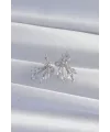 Pirinç Gümüş Renk Zirkon Taşlı Fiyonk Küpe