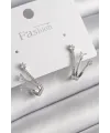 Pirinç Gümüş Renk Zirkon Taşlı Kadın Küpe