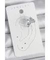 Pirinç Gümüş Renk Zirkon Taşlı Kalp Model Kadın Kıkırdak Küpe