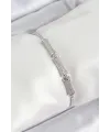 ietaks™ Pirinç Gümüş Renk Zirkon Taşlı Kemik Model Kadın Bileklik