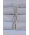 Pirinç Gümüş Renk Zirkon Taşlı Su Yolu Model Küpe