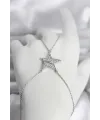 Pirinç Gümüş Renk Zirkon Taşlı Yıldız Model Kadın Şahmeran