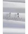 Pirinç Gümüş Renk Zirkon Taşlı Zikzak Küpe