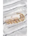 Pirinç Halka Model Gold Renk Kadın Set Küpe