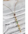 ietaks™ Pirinç Renkli Zirkon Taşlı Model Gold Renk 7 Element Kadın Y Kolye