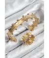 ietaks™ Pirinç Topcuk Model Gold Renk Bileklik Yüzük Set