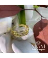 Pirinç Üzeri  Kaplama Zirkon Taşlı Yüzük - Yz-0113-b