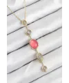 ietaks™ Pirinç Zincir Pembe Gold Renk Zirkon Taşlı Y Kolye