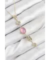 ietaks™ Pirinç Zincir Pembe Gold Renk Zirkon Taşlı Y Kolye