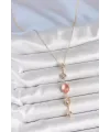 ietaks™ Pirinç Zincir Pembe Gold Renk Zirkon Taşlı Y Kolye
