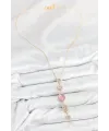 ietaks™ Pirinç Zincir Pembe Gold Renk Zirkon Taşlı Y Kolye