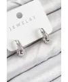 Pirinç Zirkon Taş Desenli Model Gümüş Renk Kadın Küpe