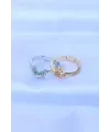 ietaks™ Pirinç Zirkon Taşlı 2li Ayarlanabilir Arkadaş Yüzüğü