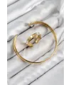 ietaks™ Pirinç Zirkon Taşlı Ayrık Model Gold Renk Bileklik Yüzük Set