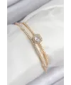 ietaks™ Pirinç Zirkon Taşlı Baget Model Gold Renk Kadın Bileklik