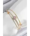 ietaks™ Pirinç Zirkon Taşlı Baget Model Gold Renk Kadın Bileklik