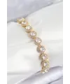 ietaks™ Pirinç Zirkon Taşlı Daire Baget Model Gold Renk VIP Seri Kadın Bileklik