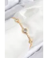 ietaks™ Pirinç Zirkon Taşlı Daire Model Gold Renk Asansörlü Kadın Bileklik