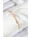 ietaks™ Pirinç Zirkon Taşlı Daire Model Gold Renk Asansörlü Kadın Bileklik