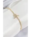 ietaks™ Pirinç Zirkon Taşlı Deniz Yıldızı Model Gold Renk Kadın Bileklik