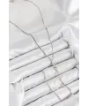 ietaks™ Pirinç Zirkon Taşlı Ezme Zincirli Model Gümüş Renk Y Kolye