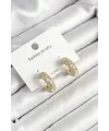 Pirinç Zirkon Taşlı Halka Model Gold Renk Kadın Küpe