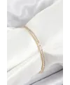 Pirinç Zirkon Taşlı İnce Su Yolu Model Gold Renk Kadın Bileklik