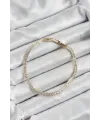 Pirinç Zirkon Taşlı İnce Su Yolu Model Gold Renk Kadın Bileklik
