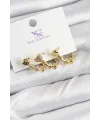 Pirinç Zİrkon Taşlı Kalp Model Gold Renk 3lü Kadın Küpe