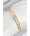 ietaks™ Pirinç Zirkon Taşlı Kalp Model Gold Renk Kadın Bileklik