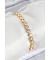 ietaks™ Pirinç Zirkon Taşlı Kare Model Gold Renk Asansörlü Kadın Bileklik
