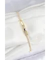 ietaks™ Pirinç Zirkon Taşlı Kare Model Gold Renk Kadın Bilekilk