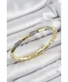 ietaks™ Pirinç Zirkon Taşlı Kemik Model Gold Renk Vip Kadın Bileklik