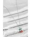 ietaks™ Pirinç Zirkon Taşlı Kiraz Model Gümüş Renk Kadın Kolye