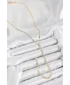 Pirinç Zirkon Taşlı Model Gold Renk Y Kolye