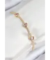 ietaks™ Pirinç Zirkon Taşlı Pembe Kalp Model Gold Renk Kadın Bileklik