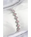 ietaks™ Pirinç Zirkon Taşlı Pembe Yonca Baget Model Gümüş Renk VIP Seri Kadın Bileklik