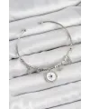ietaks™ Pirinç Zirkon Taşlı Pusula Model Gümüş Renk Charm Bileklik