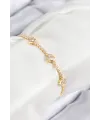 ietaks™ Pirinç Zirkon Taşlı Sıralı Kalp Model Gold Renk Kadın Bileklik