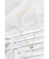 ietaks™ Pirinç Zirkon Taşlı Su Yolu Asorti Çiçek Model Gold Renk Kadın Kolye