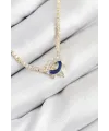 Pirinç Zirkon Taşlı Su Yolu Göz Model Gold Renk Kadın Kolye